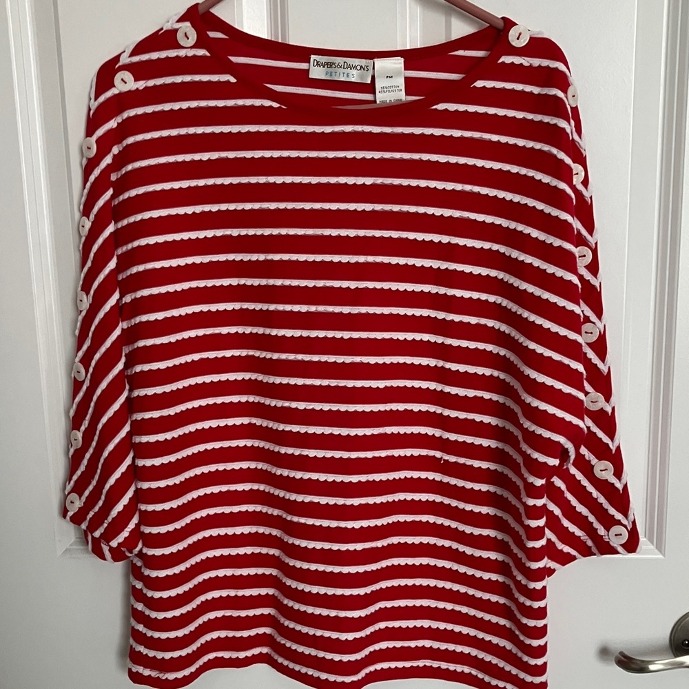 Red and White Striped Long Sleeve Top by David Brooks